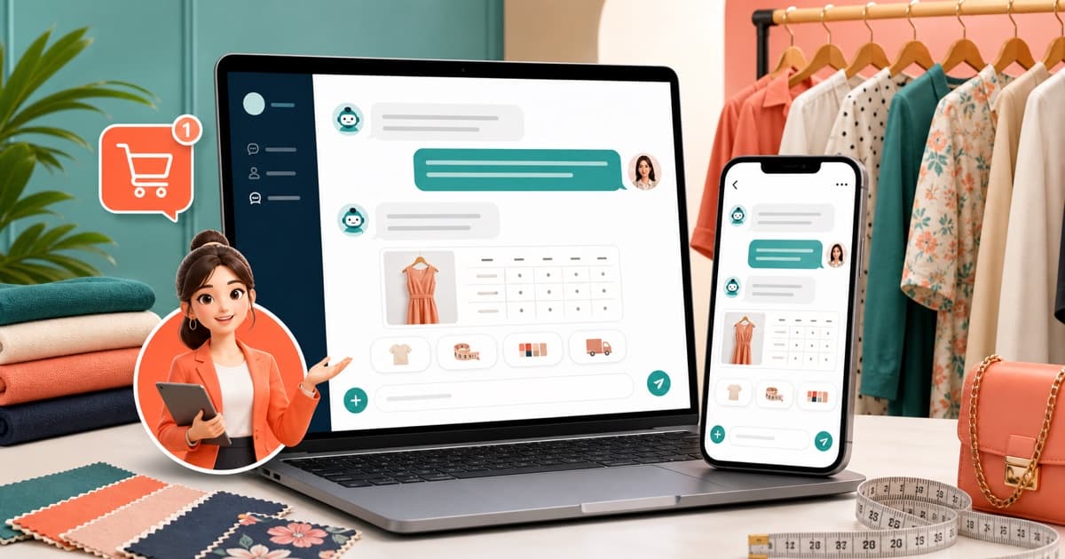 Thumbnail AI minh họa chatbot tư vấn size và phối đồ cho shop quần áo