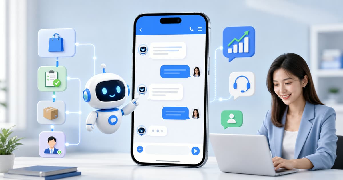 Thumbnail AI minh họa cách tạo chatbot trên Zalo OA với flow bán hàng và CSKH